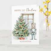 赤ちゃんの最初のクリスマス・くるみ割り人形のツリー カード (黄色い花)