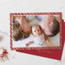 赤ちゃんの最初のクリスマス ストライプフレーム 写真 ローズゴールド