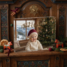 赤ちゃんの最初のクリスマス ノルディック シャレー アルプスの雪 フォトブロック