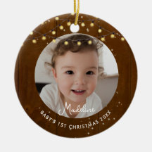赤ちゃんの最初のクリスマス　ラスティックウッドライトの写真