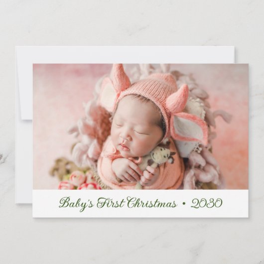 赤ちゃんの最初のクリスマス 写真 ホリデーカード (正面)