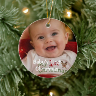 赤ちゃんの最初のクリスマス 写真 名前 年 セラミックオーナメント