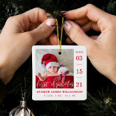 赤ちゃんの最初のクリスマス 出生情報と写真 セラミックオーナメント