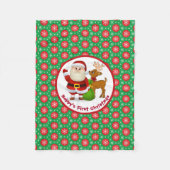 赤ちゃんの最初のクリスマス 名前入りサンタクロース フリースブランケット (正面)