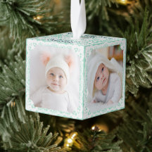 赤ちゃんの最初のクリスマス | 薄緑の複数写真入り