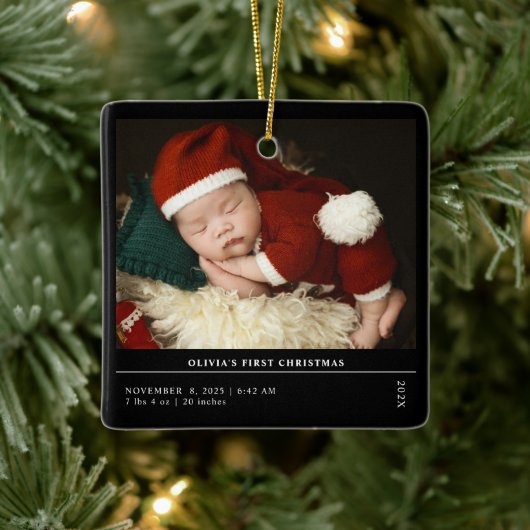 赤ちゃんの最初のクリスマス 誕生お知らせ セラミックオーナメント (ツリー)