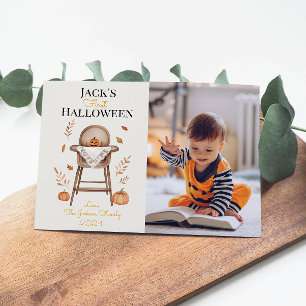 赤ちゃんの最初のハロウィン かわいいパンプキンのグリーティングカード シーズンカード