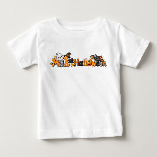 赤ちゃんの最初のハロウィン かわいい男の子 おばけ コウモリ キャンディ ベビーTシャツ