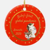 赤ちゃんの最初の世界的大流行 2020 ゼブラ ゴールド セラミックオーナメント (裏面)