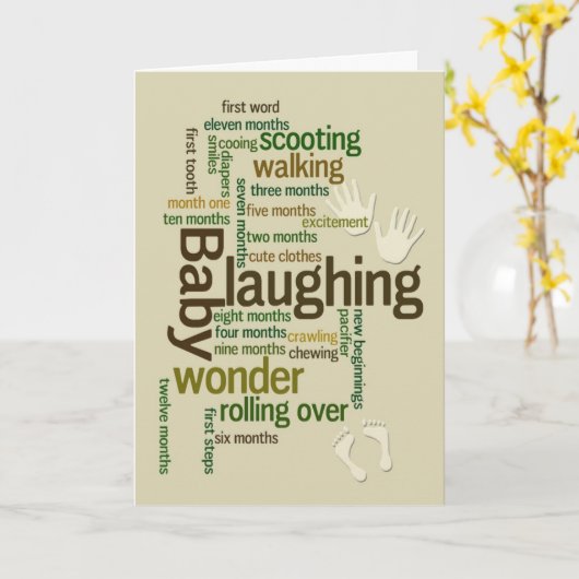 赤ちゃんの最初の1年の節目をお祝いしよう カード (黄色い花)