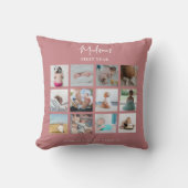 赤ちゃんの最初の1年 フォトコラージュ 誕生情報 ピンク クッション (正面)