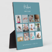 赤ちゃんの最初の1年 フォトコラージュ 誕生統計 青 フォトプラーク (側面)