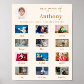 赤ちゃんの最初の1年 誕生日写真 マイルストーン ポスター (正面)