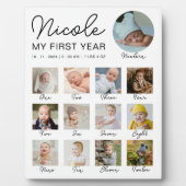 赤ちゃんの最初の1年 12か月 フォトコラージュ モダン フォトプラーク (正面)