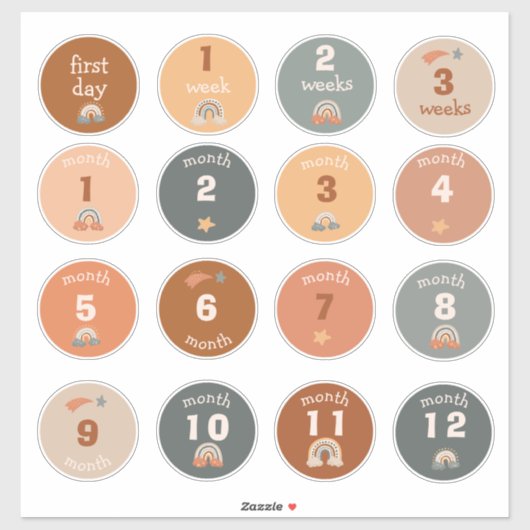 赤ちゃんの月齢マイルストーンシール シール (シート)