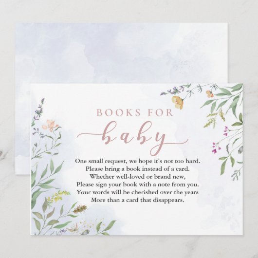 赤ちゃんの本 おしゃれなベビーシャワーのメッセージカード 招待状 (正面/裏面)