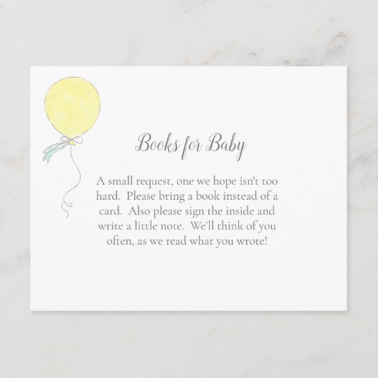 赤ちゃんの本 赤ちゃんのシャワー イエローバルーン エンクロージャーカード (正面)