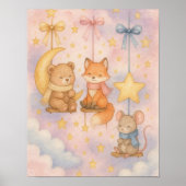赤ちゃんの森の動物たち 天国の子供部屋のウォールアート ポスター (正面)