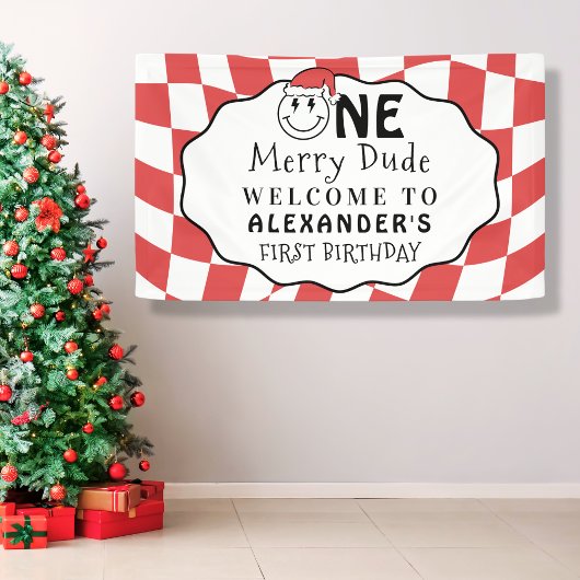 赤ちゃんの楽しいクリスマス1歳の誕生日パーティー 横断幕