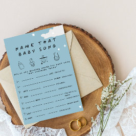 赤ちゃんの歌を当てよう ラスティック ミニマル ベビーシャワーのゲーム 招待状