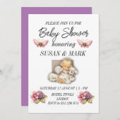 赤ちゃんの歓迎会 子供と羊のマグネット 招待状 (正面/裏面)