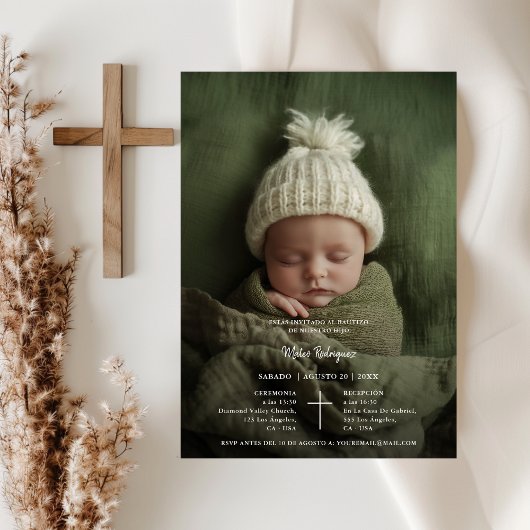 赤ちゃんの洗礼招待状（男の子 女の子 フォト付き） 招待状