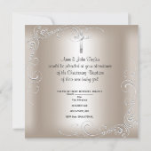 赤ちゃんの洗礼 十字架 シルバー 女の子 男の子 招待状 (裏面)