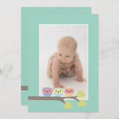 赤ちゃんの洗礼　水の儀式　アクアフクロウの写真招待状 招待状 (正面/裏面)