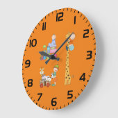 赤ちゃんの男の子と動物列車のキリンとワゴン ラージ壁時計 (傾斜)