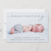 赤ちゃんの男の子の誕生お知らせカード (正面)