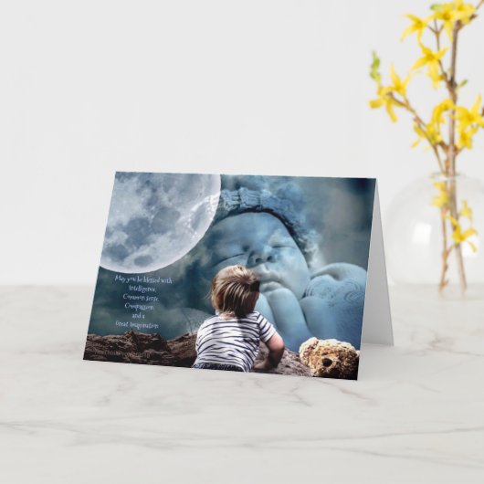 赤ちゃんの男の子への祝福のグリーティングカード2 カード (黄色い花)