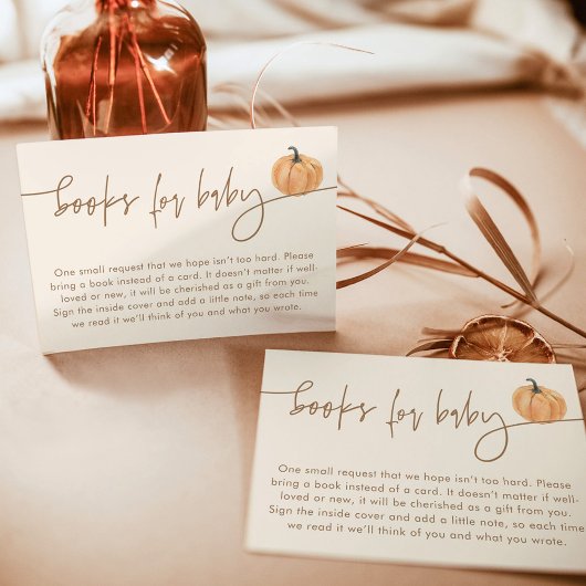 赤ちゃんの絵本カード | 秋のカボチャのベイビーシャワー 招待状