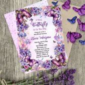 赤ちゃんの蝶がやってくる 女の子のベビーシャワー 招待状