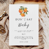 赤ちゃんの言葉を言わないで！ベビーシャワーゲーム オレンジの水彩画 招待状