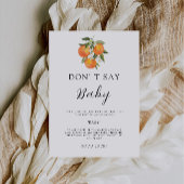 赤ちゃんの言葉を言わないで！ベビーシャワーゲーム オレンジの水彩画 招待状