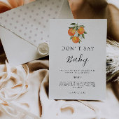 赤ちゃんの言葉を言わないで!ベビーシャワーパーティーのための水彩オレンジ 招待状