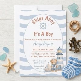 赤ちゃんの誕生をお祝いする「Ships Ahoy It's A Boy」ベビーシャワー招待状 招待状