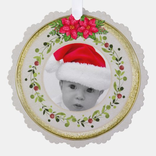 赤ちゃんの誕生データ クリスマス 出生のお知らせ オーナメントカード (正面)