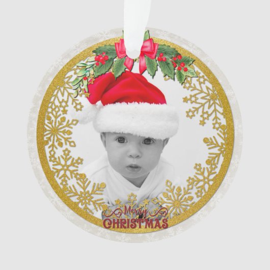 赤ちゃんの誕生データ クリスマス 出生のお知らせ オーナメント (正面)