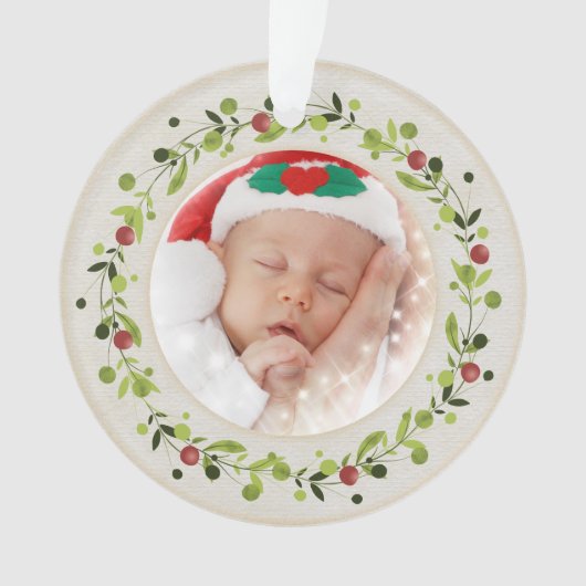 赤ちゃんの誕生データ クリスマス 出生のお知らせ オーナメント (正面)