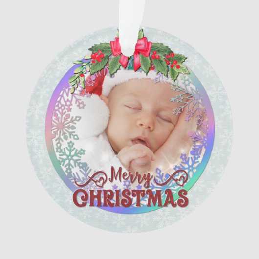 赤ちゃんの誕生データ クリスマス 出生のお知らせ オーナメント (正面)