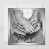 赤ちゃんの誕生写真のお知らせ　黒と白のベビーカー 招待状 (裏面)