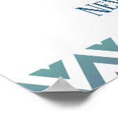 赤ちゃんの誕生情報サイン エレファント ブルー＆グリーン ポスター (角)