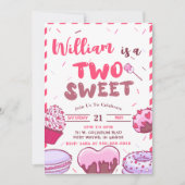 赤ちゃんの誕生日にお菓子２つで甘いパーティ 招待状 (正面)