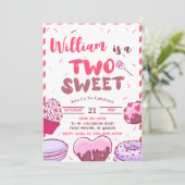 赤ちゃんの誕生日にお菓子２つで甘いパーティ 招待状 (スタンド正面)