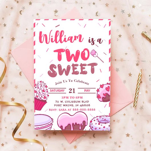 赤ちゃんの誕生日にお菓子２つで甘いパーティ 招待状