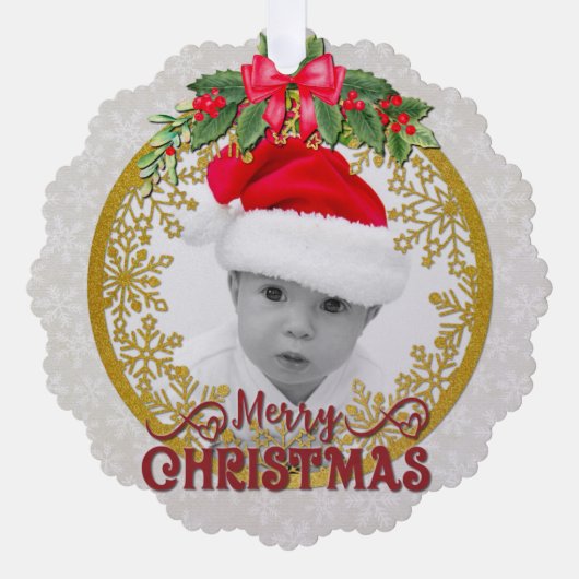 赤ちゃんの誕生統計 クリスマス 誕生日のお知らせ オーナメントカード (正面)