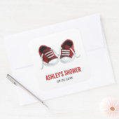 赤ちゃんの赤いスニーカー ベイビーシャワーステッカー、ギフトタグ スクエアシール (封筒)