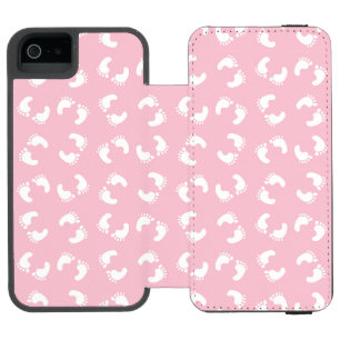 赤ちゃんの足跡 ピンクの女の子 iPhone SE/5/5sウォレットケース