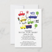 赤ちゃんの車とトラックのベビーシャワーブック カード (正面)